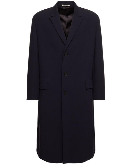 AURALEE bluefaced wool chesterfield coat