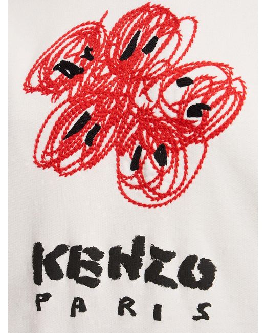 Sweat-shirt varsity en coton à capuche drawn KENZO en coloris White