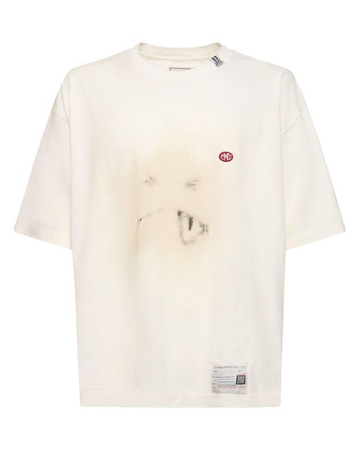 Maison Mihara Yasuhiro White Smiley Face Printed Cotton T-shirt for men