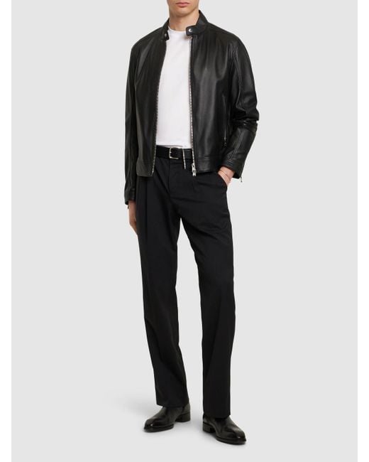 Boss Black Mansell Zip-up Leather Jacket for men