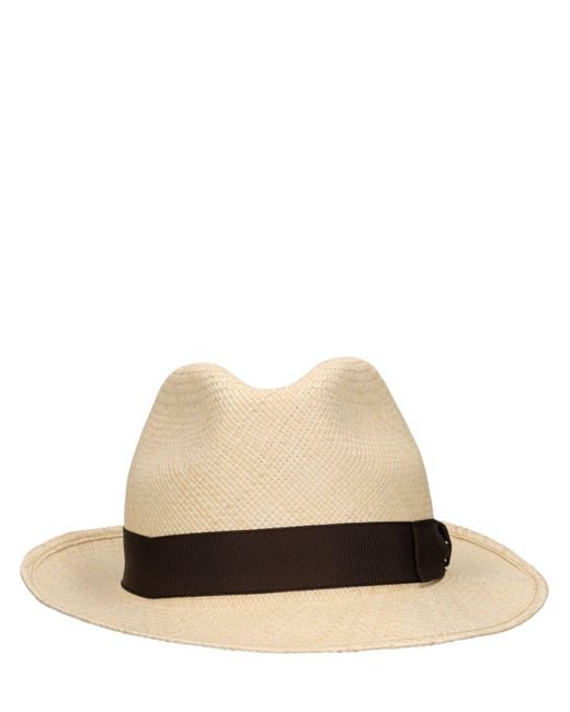 Cappello panama federico in paglia 6cm di Borsalino in White da Uomo