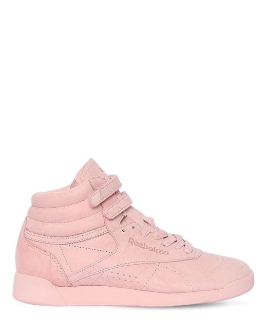 Reebok Pink Freestyle Nubuck High Top Sneakers