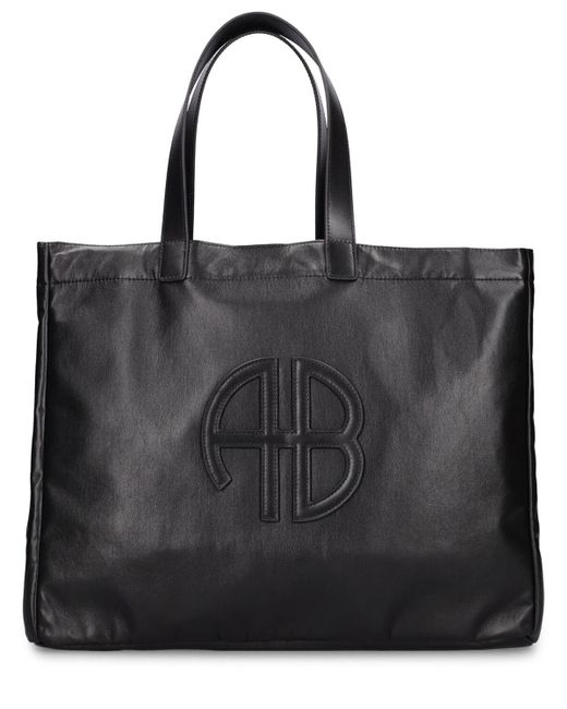 Anine Bing Black Large Rio Recycled Leather Tote Bag