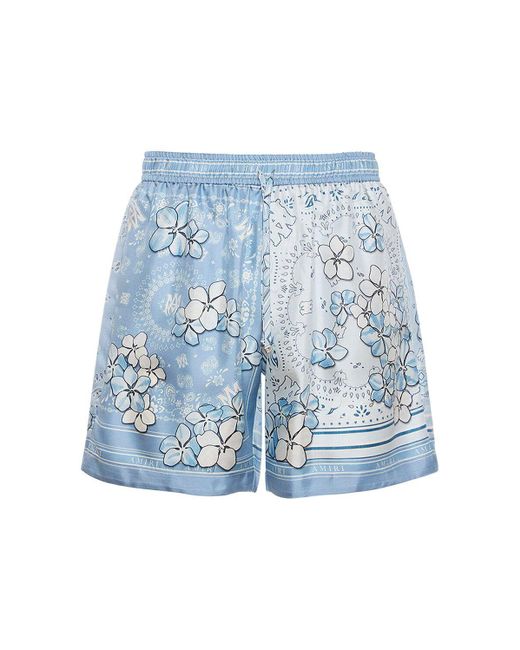 Amiri Blue Floral Bandana Shorts for men