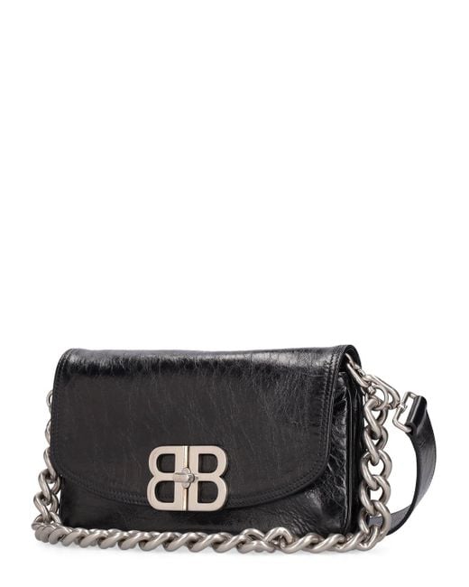 Balenciaga Black Small Bb Soft Leather Shoulder Bag