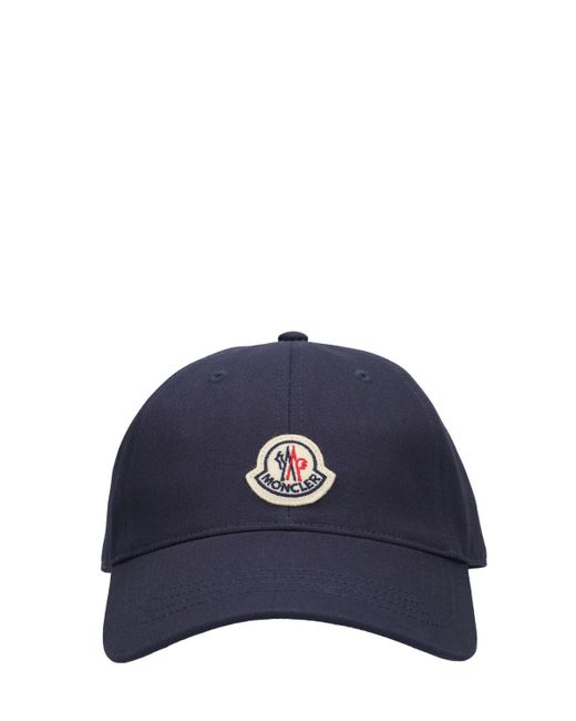 Gorra de baseball de algodón con logo bordado Moncler de hombre de color Blue
