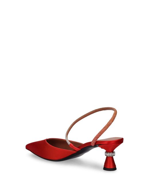 D'Accori Red 50Mm Saturn Satin Slingback Mules