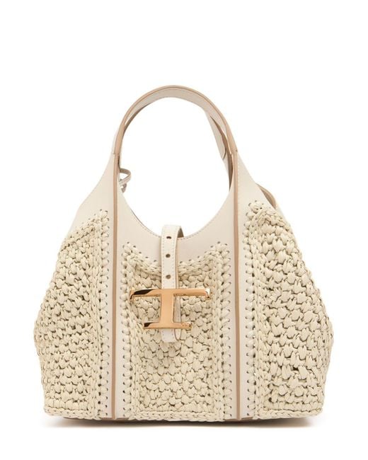 Tod's Mini T クロシェショッピングバッグ Natural