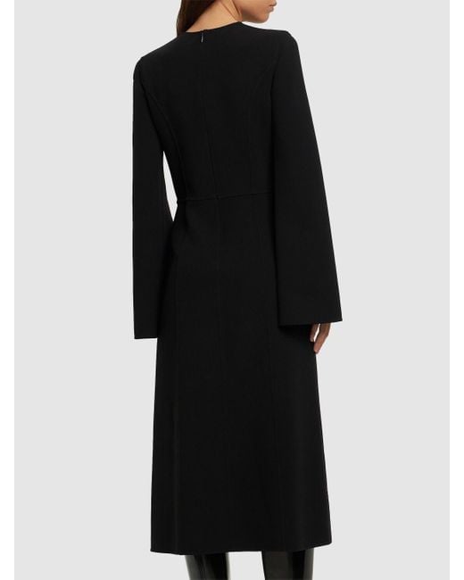 Vestito midi in crepe di lana stretch / spacchi di Michael Kors in Black
