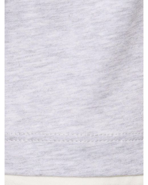 Brunello Cucinelli White Layered Cotton Jersey Solid T-Shirt for men