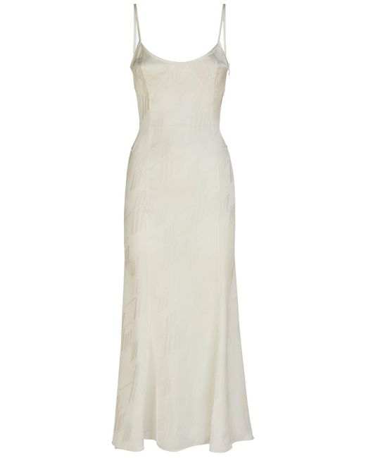 The Attico White Jacquard Satin Sleeveless Midi Dress