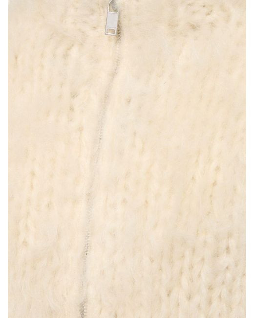 Giacca cropped in maglia di misto mohair di Jil Sander in Natural
