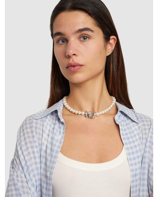 Marc Jacobs White Mj Balloon Faux Pearl Collar Necklace