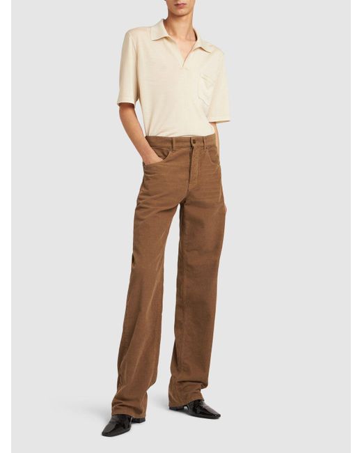 Saint Laurent Brown Maxi Cotton Soft Corduroy Long Pants for men