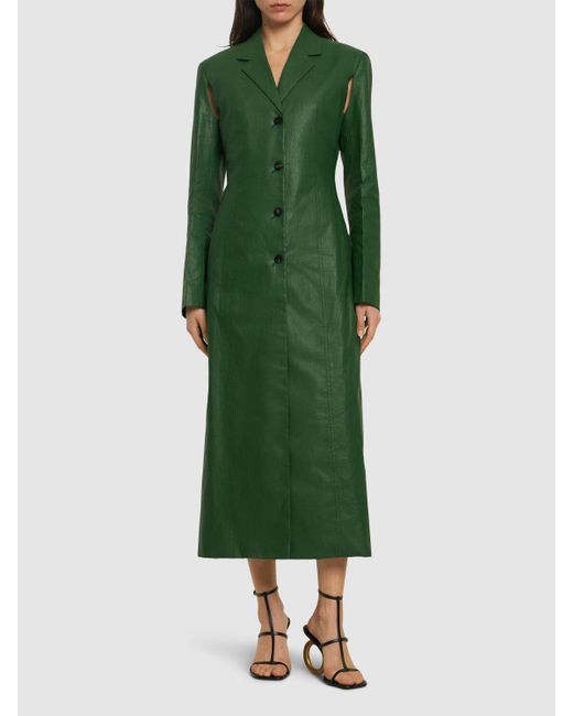 Manteau long en viscose à boutonnage simple Ferragamo en coloris Green