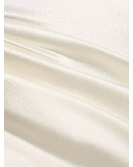 Robe courte en satin stretch à volants Patou en coloris White