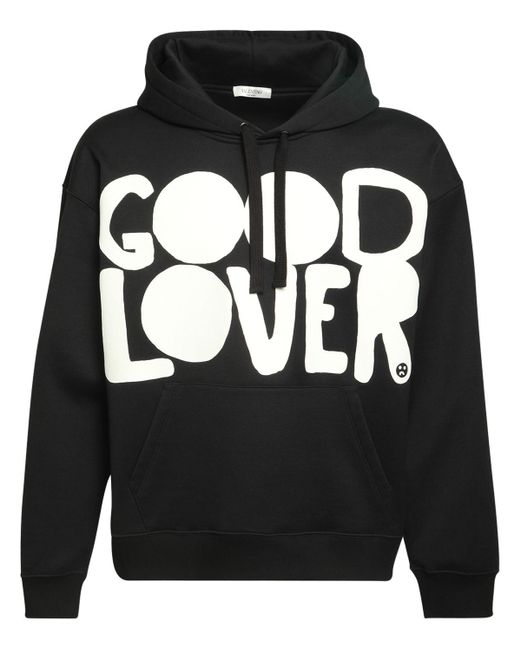 Valentino Good Lover Print Cotton Hoodie in Black for Men | Lyst