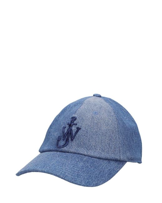 Cappello baseball in cotone con logo di J.W. Anderson in Blue