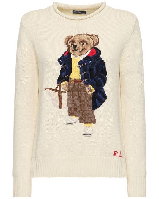 Polo Ralph Lauren Multicolor Pullover Aus Baumwollstrick Mit Bärenpatch