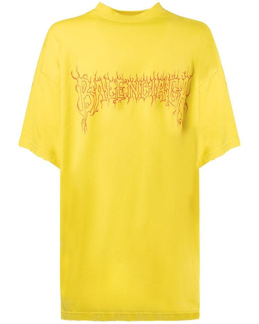 Balenciaga Yellow Darkwave Cotton T-shirt for men