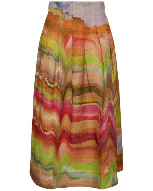 Ulla Johnson Multicolor Alessandra Printed Linen Long Skirt