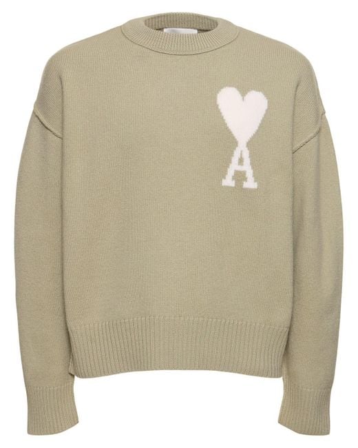 AMI Natural Adc Felted Wool Knit Sweater for men