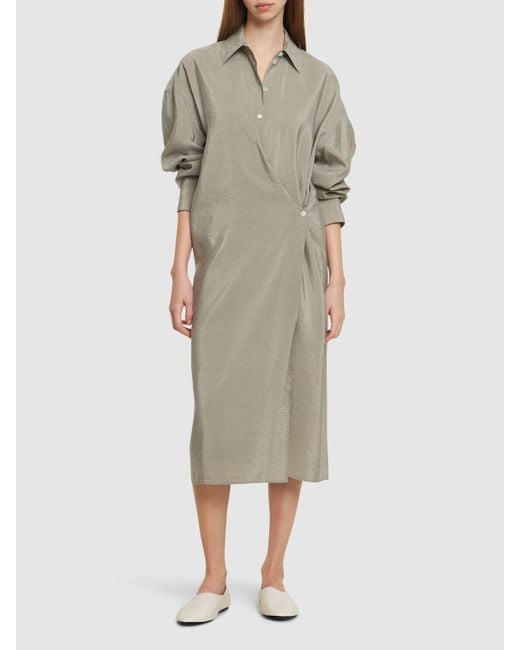 Lemaire Natural Twisted Silk Blend Midi Dress