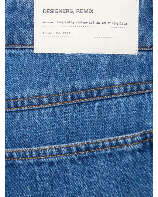 Falda larga de denim de algodón Designers Remix de color Blue