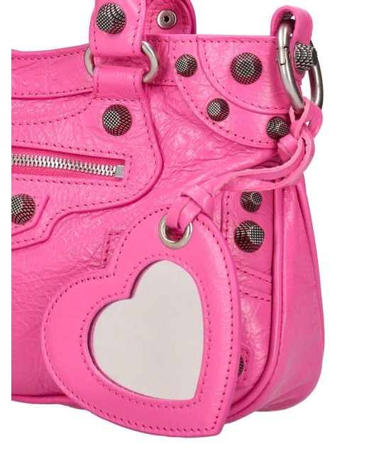 Balenciaga Pink Small Neo Cagole Leather Shoulder Bag