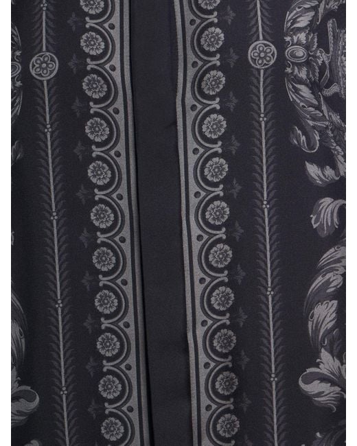 Versace Black Barocco Print Silk Twill Formal Shirt