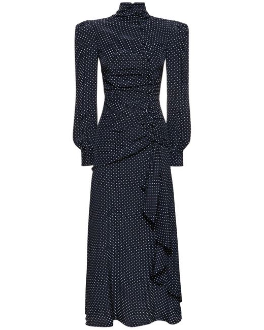 Alessandra Rich Blue Polka-dot Silk-crepe Maxi Dress