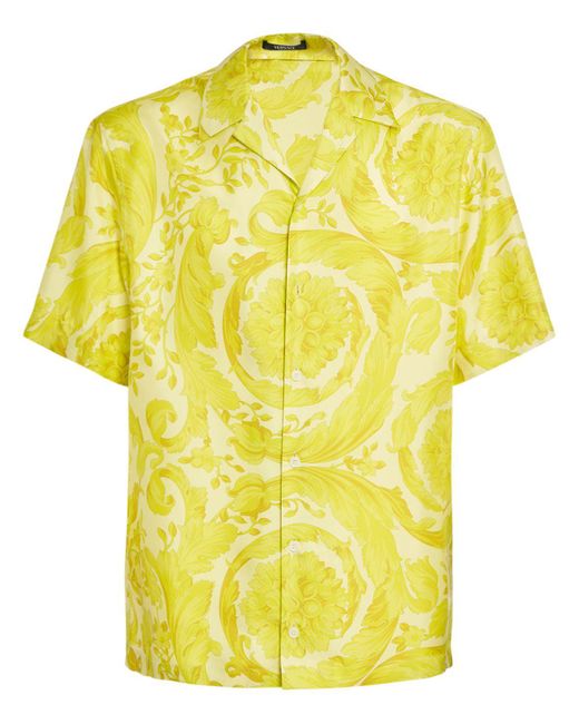 メンズ Versace Barocco シルクツイルシャツ Yellow