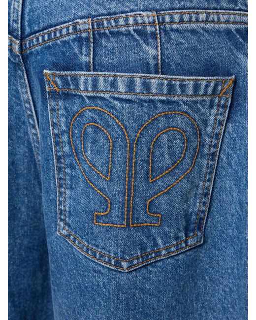 Jeans larghi vita bassa in denim di cotone di Philosophy Di Lorenzo Serafini in Blue