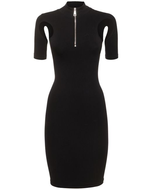 ANDREADAMO Black Formendes Jersey-minikleid