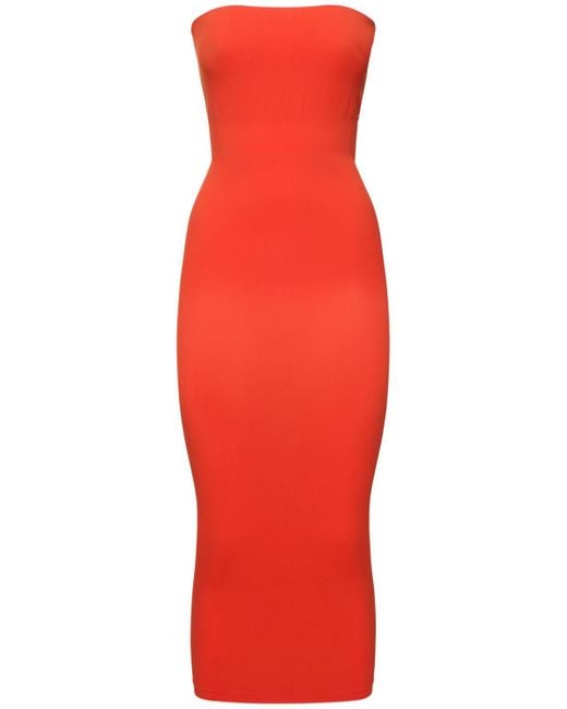 Wolford Red Donna Fatal Shaping Strapless Midi Dress