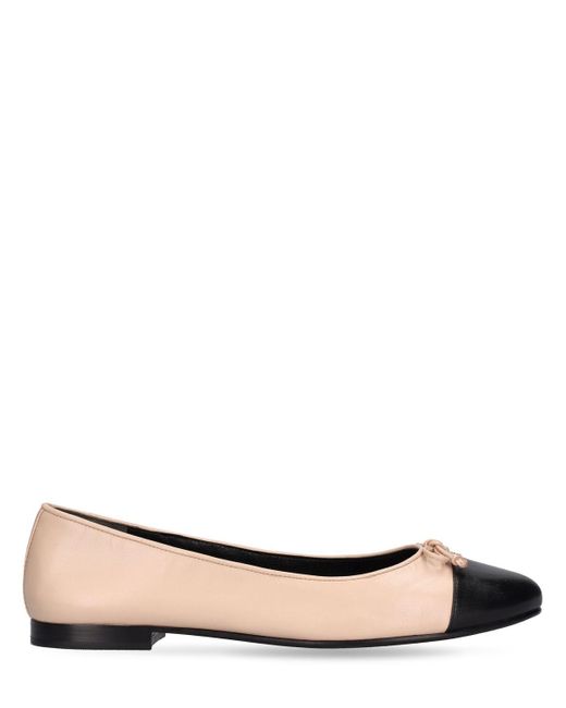 Tory Burch Brown 5mm Cap-toe Leather Ballet