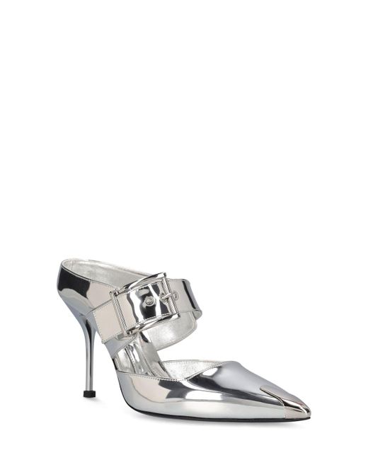 Alexander McQueen White 95Mm Punk Leather Mules