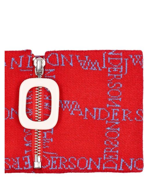 JW Anderson Zip-up Wool Knit Neckband in Red for Men | Lyst
