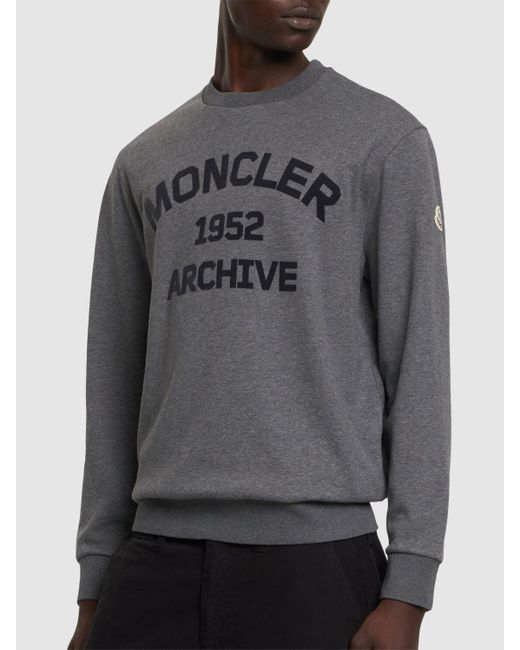Felpa in cotone leggero con logo di Moncler in Gray da Uomo