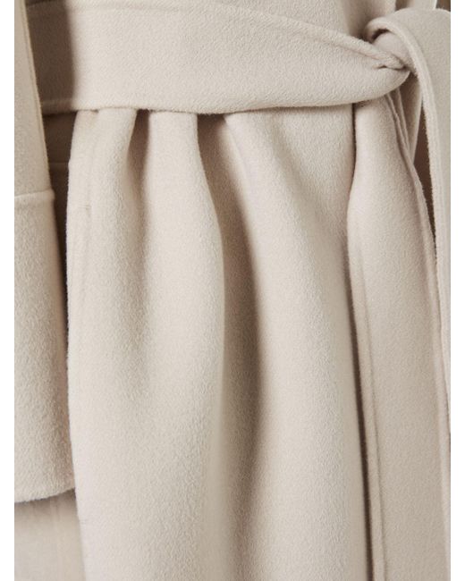 Abrigo midi arona de lana con cinturón Max Mara de color Natural