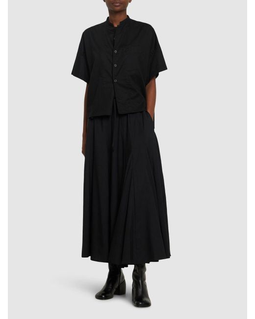 Yohji Yamamoto Black Flared Wool Midi Skirt
