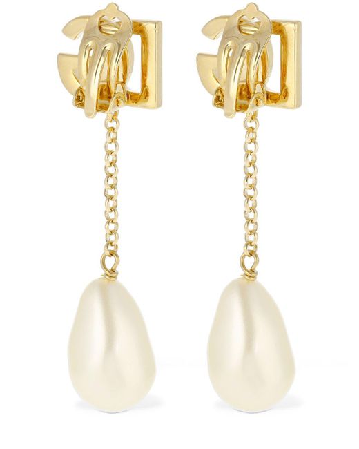 Dolce & Gabbana White Dg Imitation Pearl Clip-on Earrings