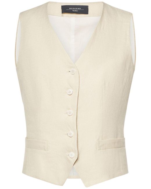 Gilet pacche in tela di lino di Weekend by Maxmara in White