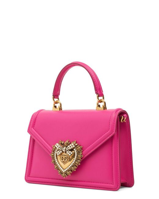 Sac à main mini en cuir devotion Dolce & Gabbana en coloris Pink