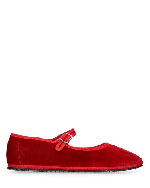 Vibi Venezia Red 10mm Hohe Mary Jane-loafer Aus Samt