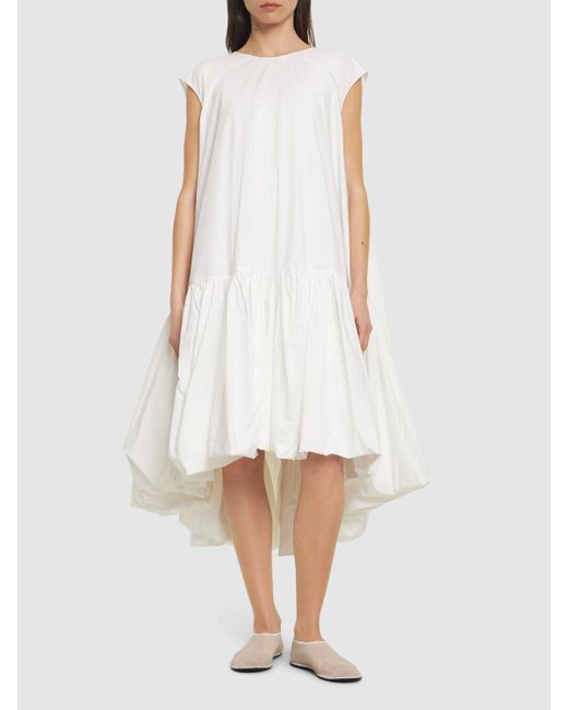 The Row White Tadao Ruffled Poplin Midi Dress