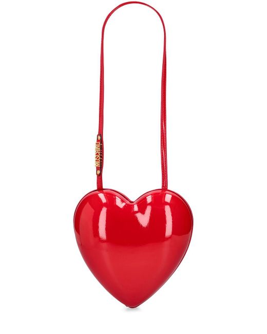 Moschino Red Schultertasche Aus Lackleder "heartbeat"