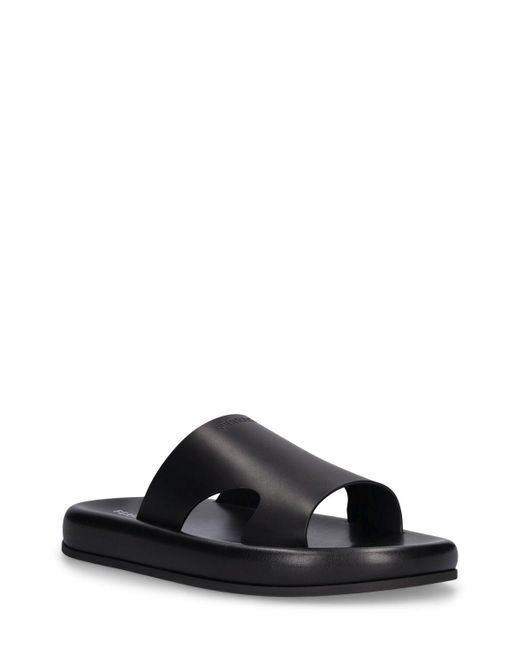 Ferragamo Black Logo Leather Sandals for men