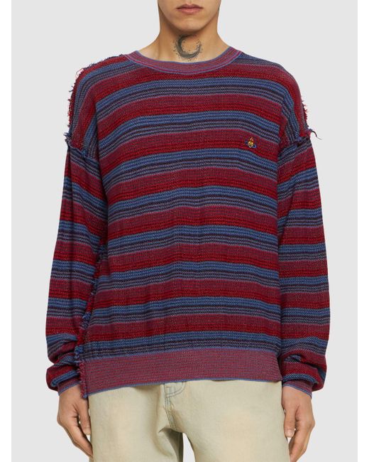 Vivienne Westwood Red Striped Wool & Silk Knit Sweater for men