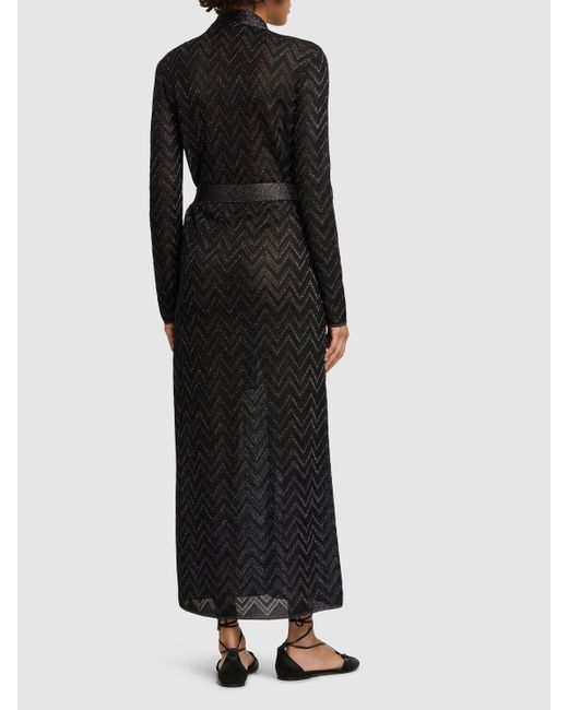 Missoni Black Zig Zag Jacquard Sequined Long Dress